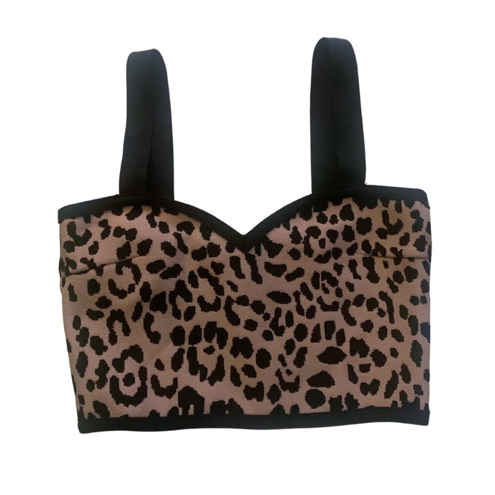 2/$30 Animal Print Leopard Crop Top Sleeveless Small Corset Cheetah Tan Black